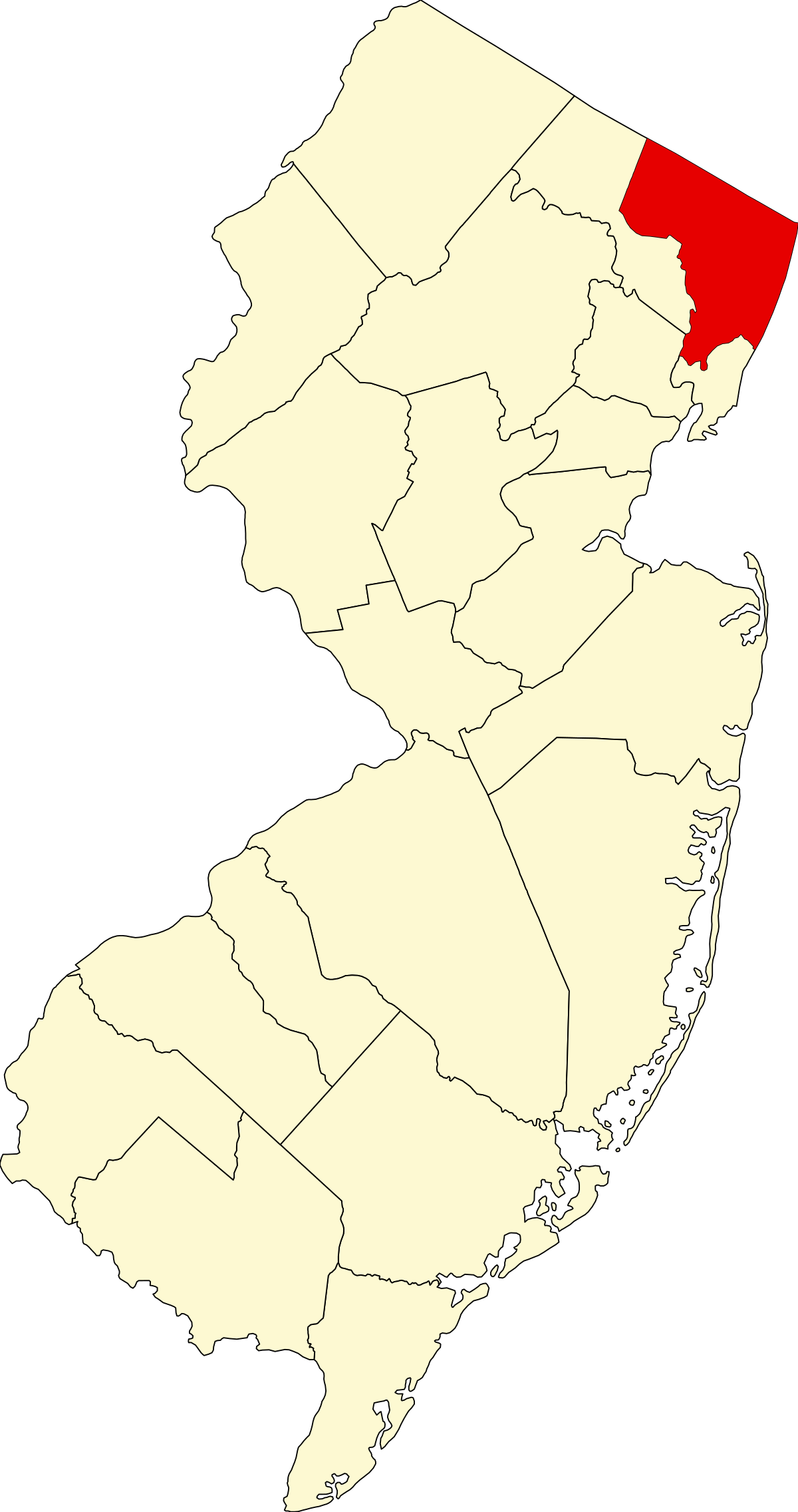 Map Of Bergen County New Jersey File:Map of New Jersey highlighting Bergen County.svg   Wikipedia