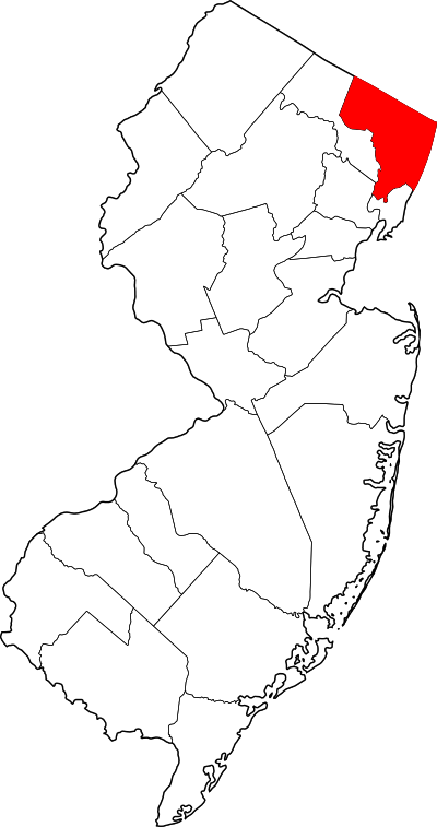 Locatie van Bergen County in New Jersey