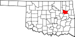 Округ Уагонер на карте штата.