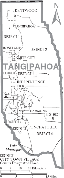 Kaart van Tangipahoa Parish