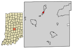 Crows Nest okulunun Marion County, Indiana şehrindeki konumu.