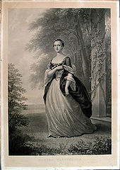 Martha Dandridge Custis in 1757: mezzotint by John Folwell (1863) after a portrait by John Wollaston Martha Dandridge Custis.jpg