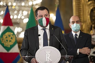 Matteo Salvini at the Quirinal Palace in January 2021 Matteo Salvini Quirinale 2021.jpg