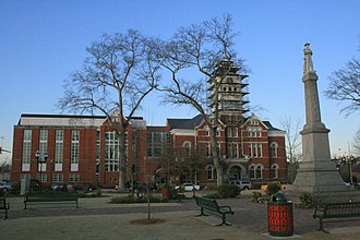 The courthouse in 2007 while clock tower maintenance work was being done McDonough courthouse.jpg