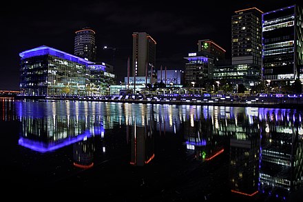 MediaCityUK in Salford Quays is home to many BBC and ITV studios.