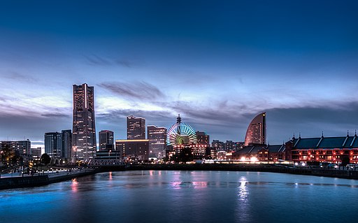 Minato-mirai from Yamashita Park at night