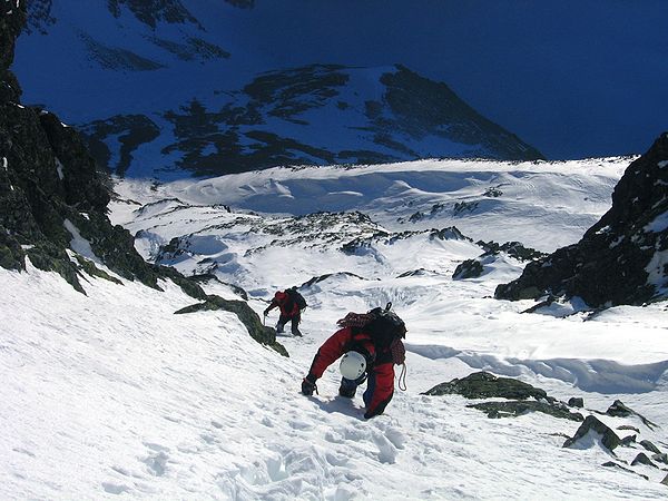 The alpine character of the High Tatras attracts mountaineers.