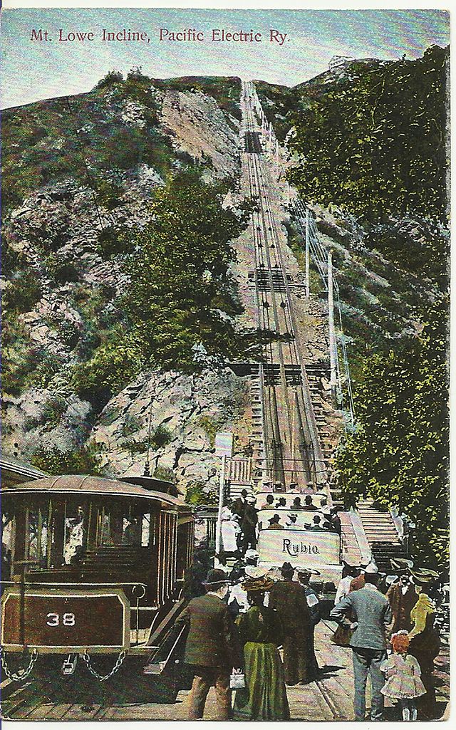 Postcard showing the incline section of the Mount Lowe Railway circa 1908