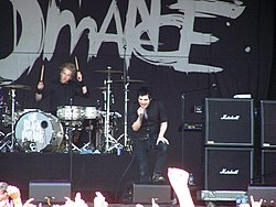 My Chemical Romance is known for their use of eyeliner and black clothing associated with emo fashion. My Chemical Romance BDO Feb 4 07 1.jpg