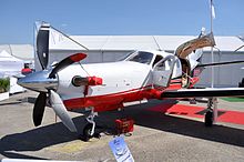 A TBM 900 with a five-blade propeller N900XH LBG SIAE 2015 (19014605555).jpg