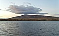Вид на Качканарский пруд и гору Качканар