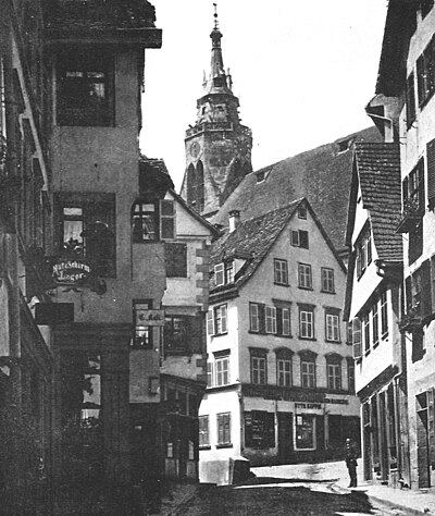 Neckargasse mit Blick auf den Stiftskirchturm ca1930 (TRn054).jpg