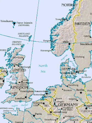 North Sea: Borders, Various statistical data, Rivers that drains intil the North Sea