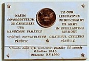 Čeština: Pamětní deska americkým osvoboditelům umístěná na budově KKC (Kulturní a komunitní centrum) na Masarykově náměstí v Přešticích.