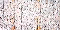 Panel del Rollo Topkapi mostrando patrones girih a dos escalas distintas y los azulejos girih para construirlos