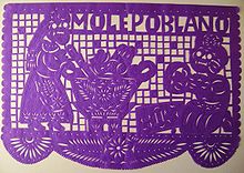 Cut paper banner for Dia de Muertos with mole poblano theme Papel picado 8.jpg