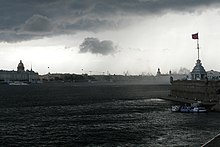 Saint Petersburg under heavy clouds Peter and Paul Fortress, thunderstorm, St. Petersburg, Russia.jpg