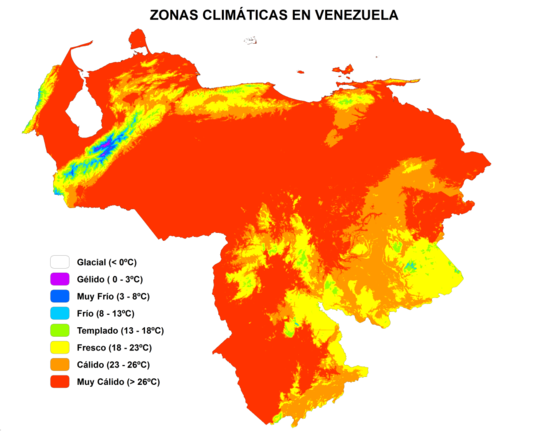 Tipos climáticos venezolanos, de acuerdo a sus pisos térmicos.