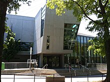 Main plaza of the Natatorium that leads to lobby within.