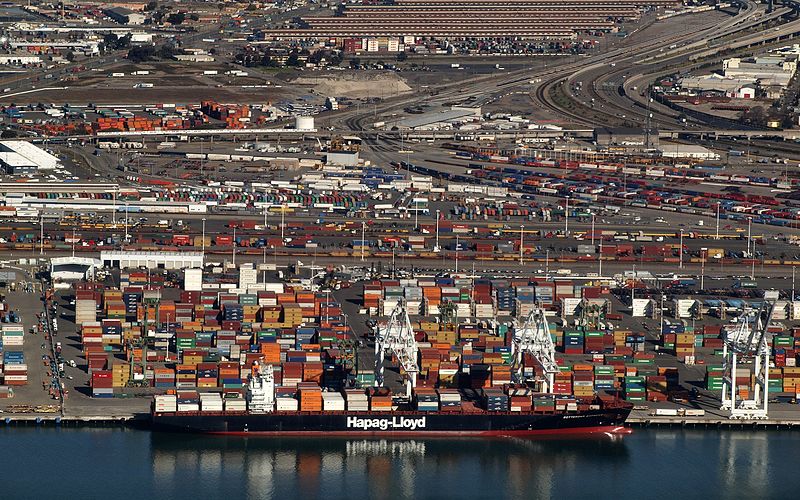 shipping containers at port of Oakland CA