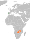 نقشهٔ موقعیت پرتغال و زامبیا.