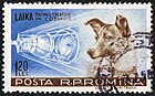 Laika auf einer rumänischen Briefmarke
