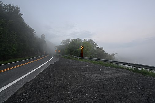 Prospect Peak turnout in the fog, Berkeley Springs, WV