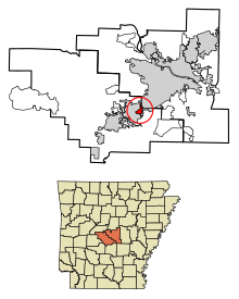 Pulaski County ja Saline County Arkansas Sisällytetyt ja rekisteröimättömät alueet Alexander Highlighted 0500580.svg