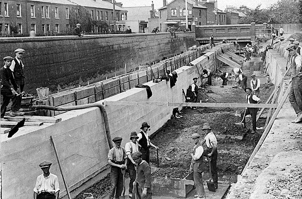 Pymmes Brook Canal Construction Angel Road, Edmonton in 1921