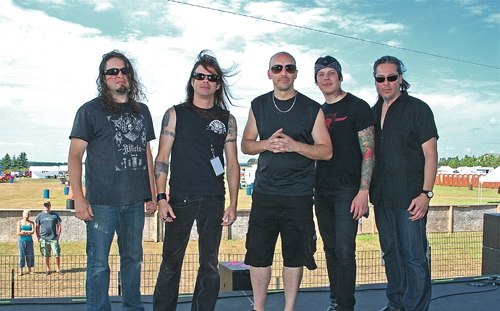 Soundcheck before Queensrÿche's first official show with La Torre (second from the left) at the Halfway Jam 2012.