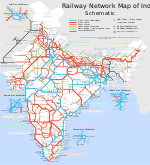 רשת מסילות הברזל הראשיות בהודו וזמני הנסיעה בין הערים המרכזיות