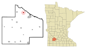 Redwood County Minnesota Incorporated and Unincorporated areas Delhi Highlighted.svg
