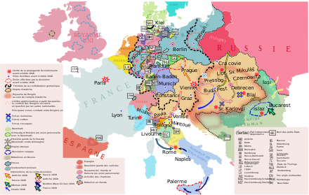Carte de l'Europe faisant la synthèse des différents événements