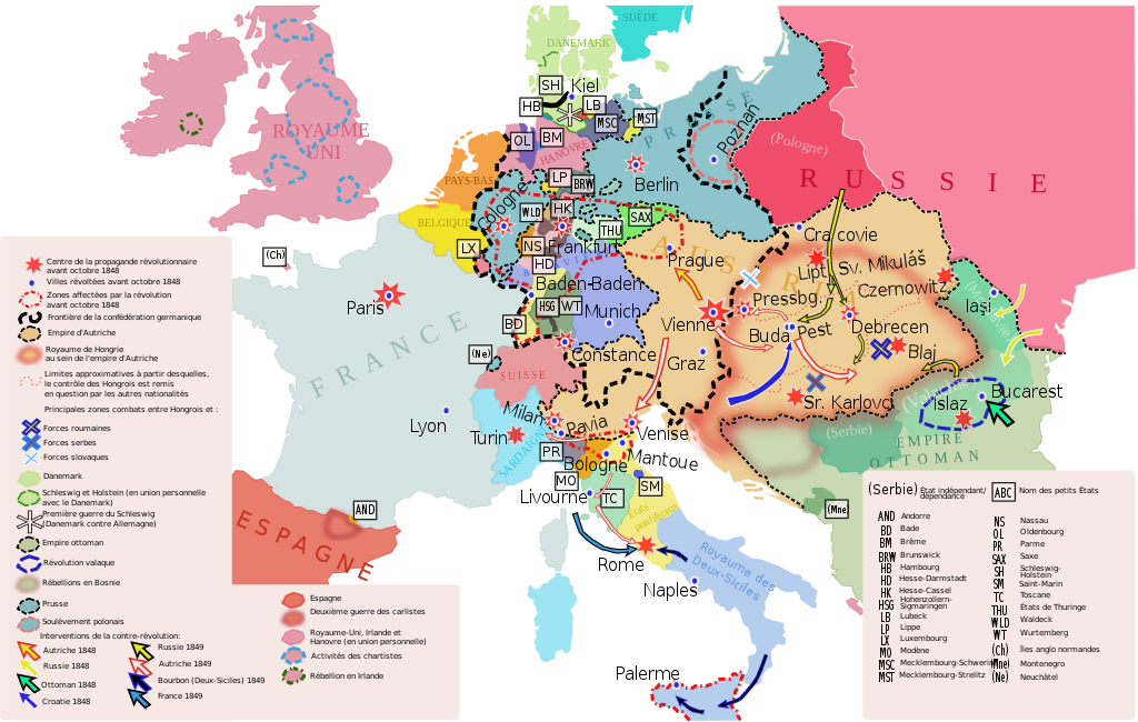Carte De L Europe En 1848 | Beurshelp