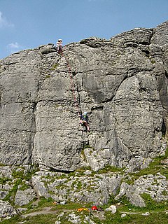 Ballyryan Inland limestone cliff in The Burren, Ireland