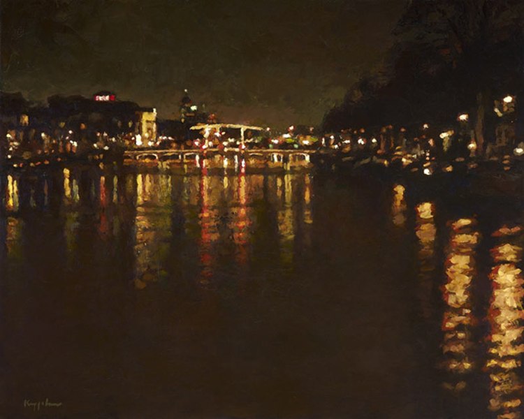 File:River Amstel by Night - Frans Koppelaar.jpg