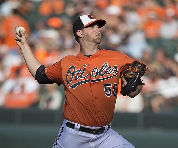 Webb pitching for the Baltimore Orioles in 2014