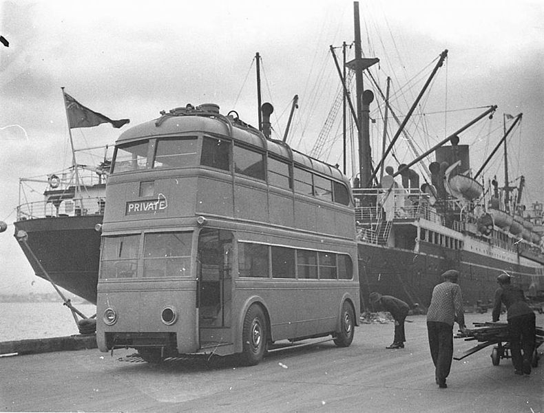 File:SLNSW 6692 Trolley bus being unloaded from ship from England.jpg
