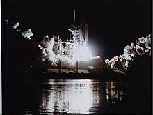 Night launch of Atlantis at the beginning of the STS-61-B mission STS61B Launch.jpg