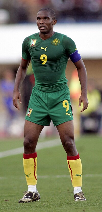 Eto'o spelend voor Kameroen in 2009