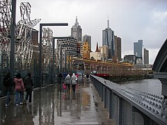Sandridge Bridge, a pedestrian footbridge across the Yarra River, Melbourne, Australia.