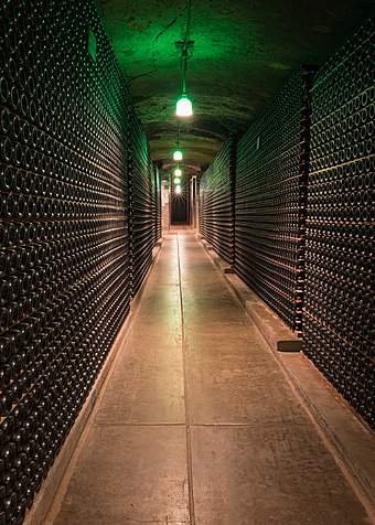 The wine cave at Schramsberg Vineyards in Napa Valley AVA.