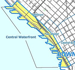 Unofficial boundary map of the Central Waterfront