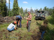 US Army Corps of Engineers personnel carrying out a shear vane test Shear vane test.png