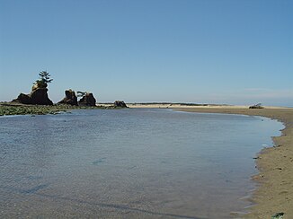 Siletz Bay, the mouth of the Siletz River in the Pacific