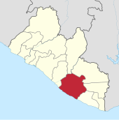 Sinoe highlighted in red. Sinoe in Liberia.svg