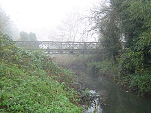 The Small River Lea at Cheshunt spanned by a Bailey bridge