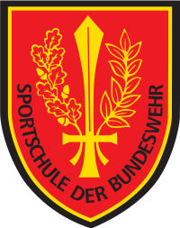 Today's association badge of the Bundeswehr sports school, in the current design.  Branches of oil and oak surround an upright sword like a wreath