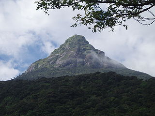 Adams Peak Mountain in the central highlands of Sri Lanka.