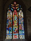 Thumbnail for File:Stained glass window in St John the Baptist Church of England church in Tideswell.jpg